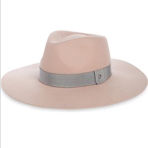 New Rag & Bone Wide Brim Felted Wool Fedora Hat Light Pink Medium